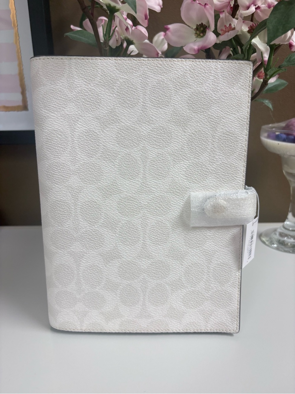 Coach Notebook In Signature Canvas in the Gold/White/Chalk - NWT